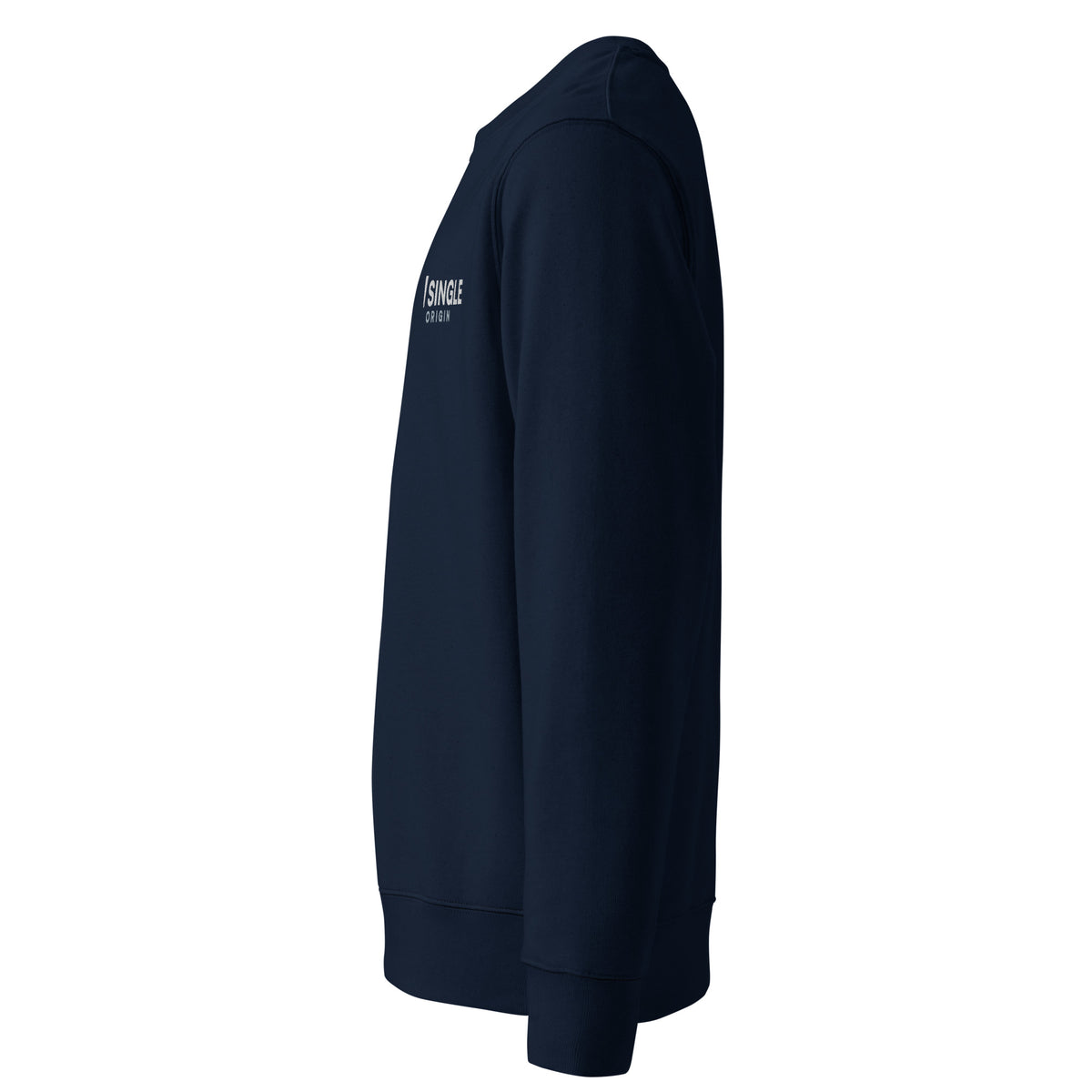 SINGLE Crew organic cotton sweatshirt in French Navy, left side