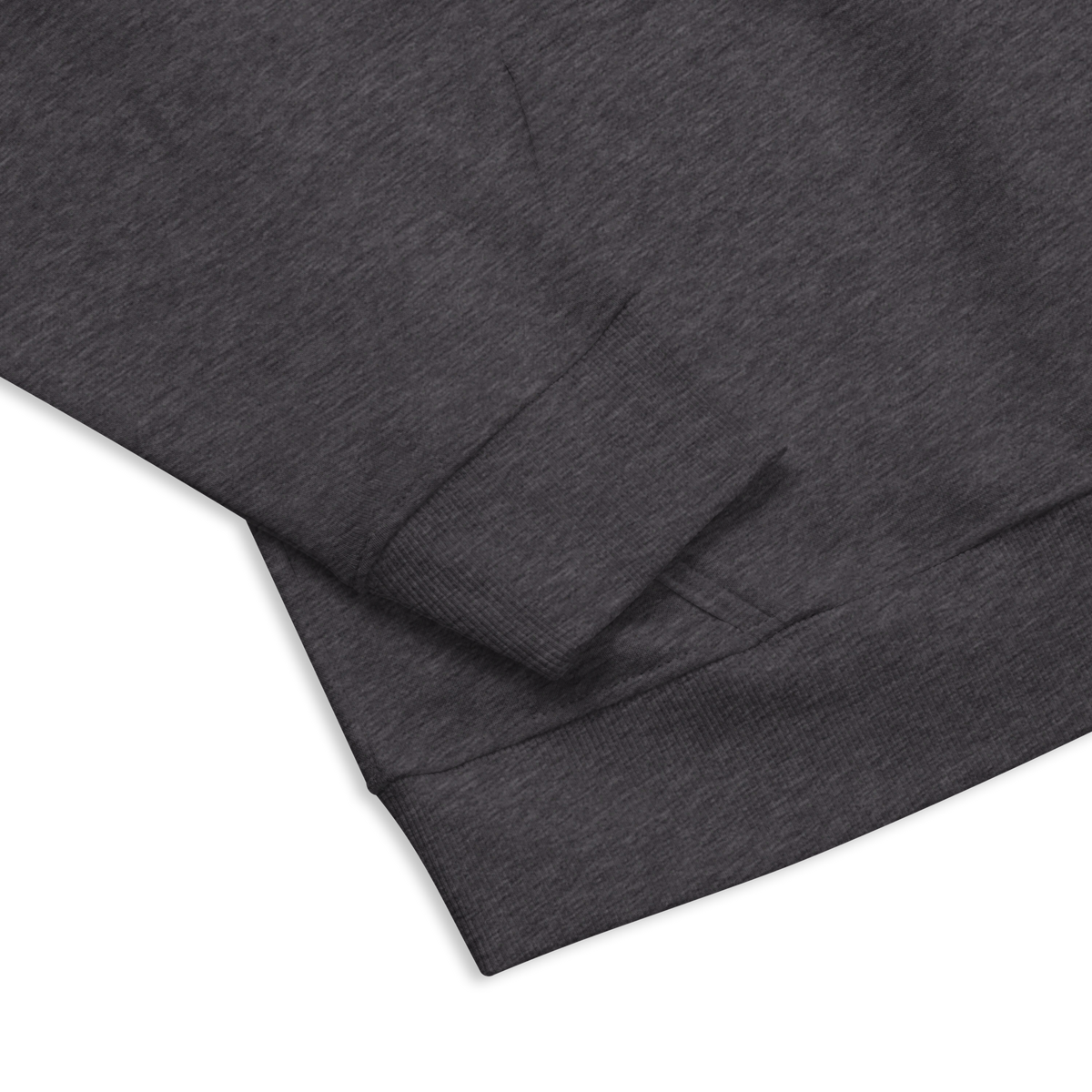SINGLE Origin organic cotton hoodie in Charcoal Melange, cuff close-up