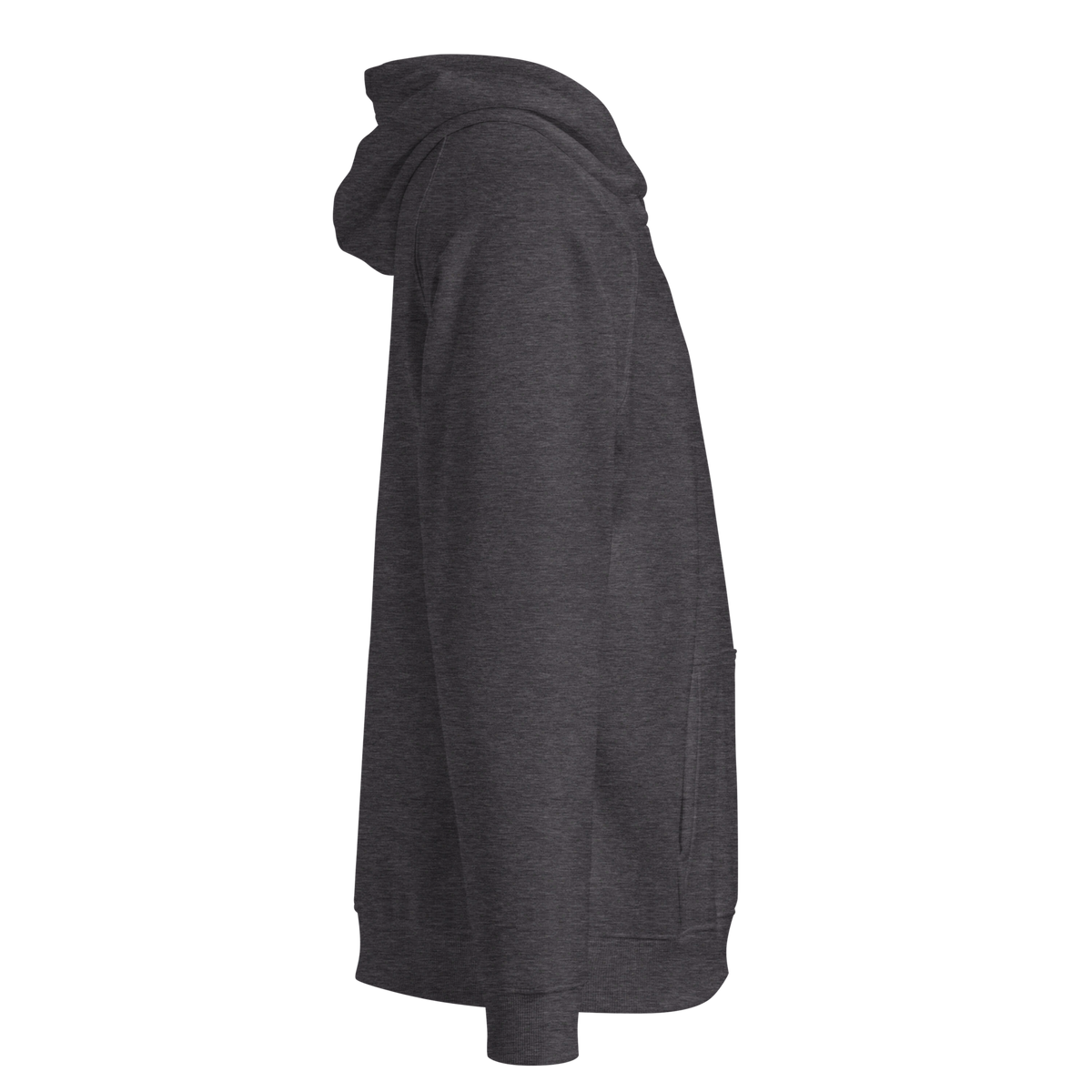 SINGLE Origin organic cotton hoodie in Charcoal Melange, right side